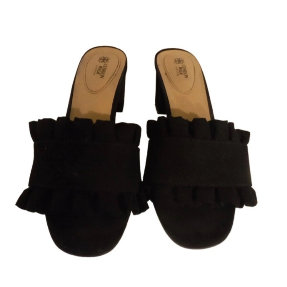 NWOB Ruffle Sueded Slides - Picture 2 of 7